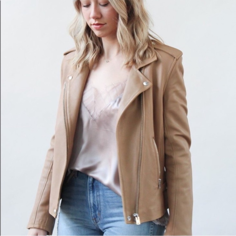 NWT IRO Newhan Han 100% leather jacket beige tea - Picture 3 of 14